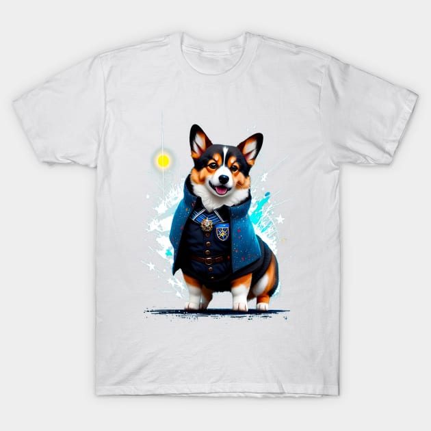 Whimsical Corgi in Magical School Uniform T-Shirt by fur-niche